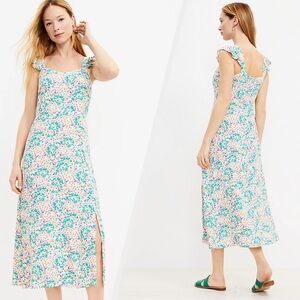 LOFT Pastel Floral Flutter Strap Dress